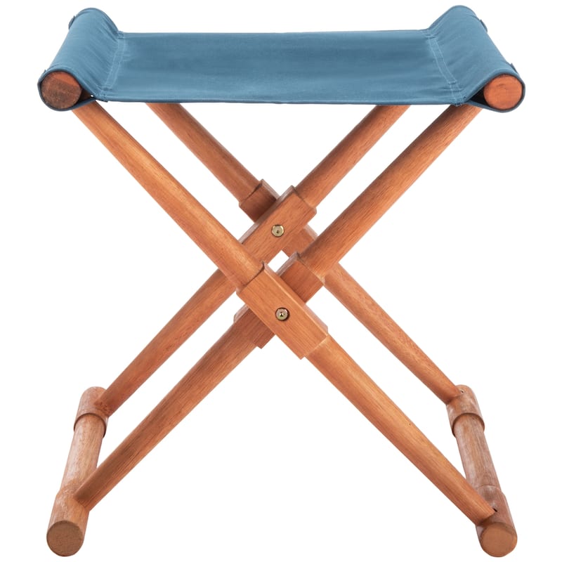 SAFAVIEH Outdoor Nazmiye Petite Stool (Set of 2) - Natural/Navy