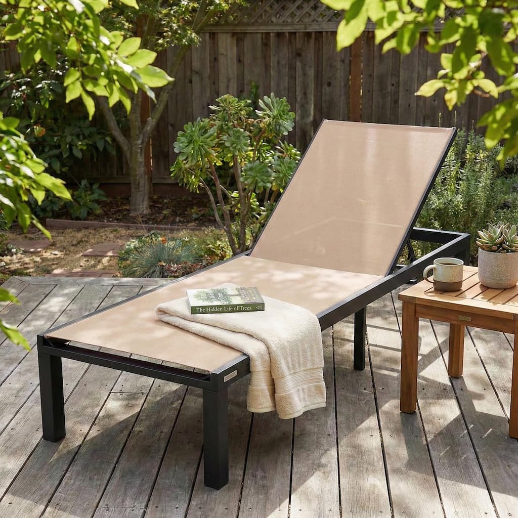 Marlin Outdoor Chaise Lounge Chair - Stackable Adjustable Recliner Sun Lounger for Pool, Beach, Patio, or Backyard