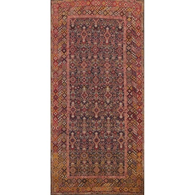 Hand Knotted Oriental 100% Wool Carpet Traditional Geometric Navy Blue & Blues Kazak Area Rug - 15' 1'' X 7' 2''