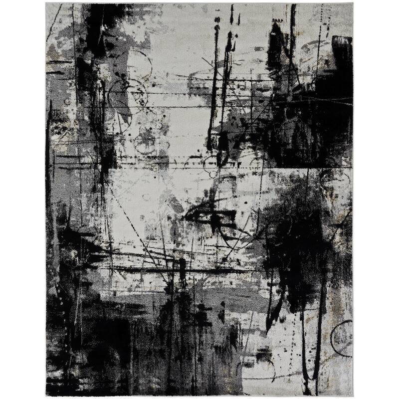 Strick & Bolton Intveld Area Rug - 6' Square - Black/Zinc