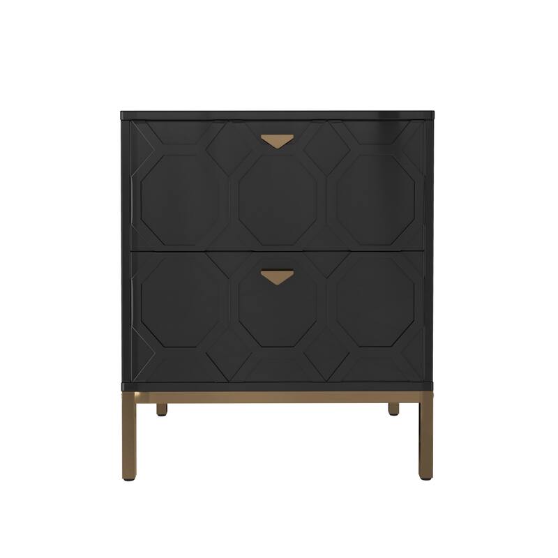 Clihome Wooden 2-Drawer Storage Nightstand