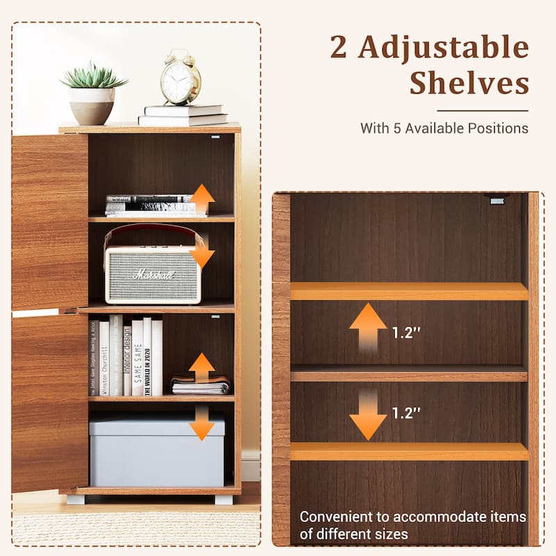 Gymax 2 PCS 2-Door Storage Cabinet w/ Adjustable Shelves Kitchen