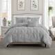 Home Essential Stylish Extra Plush Extra Soft Floral Pintuck Bedding Comforter Set - Grey - King - Cal King