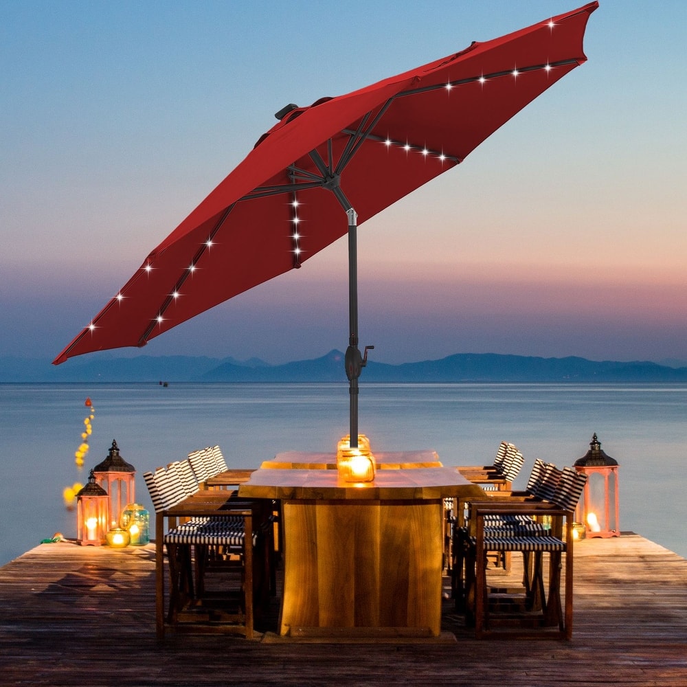 Autlaycil 10FT Solar Power LED Lights Patio Umbrella