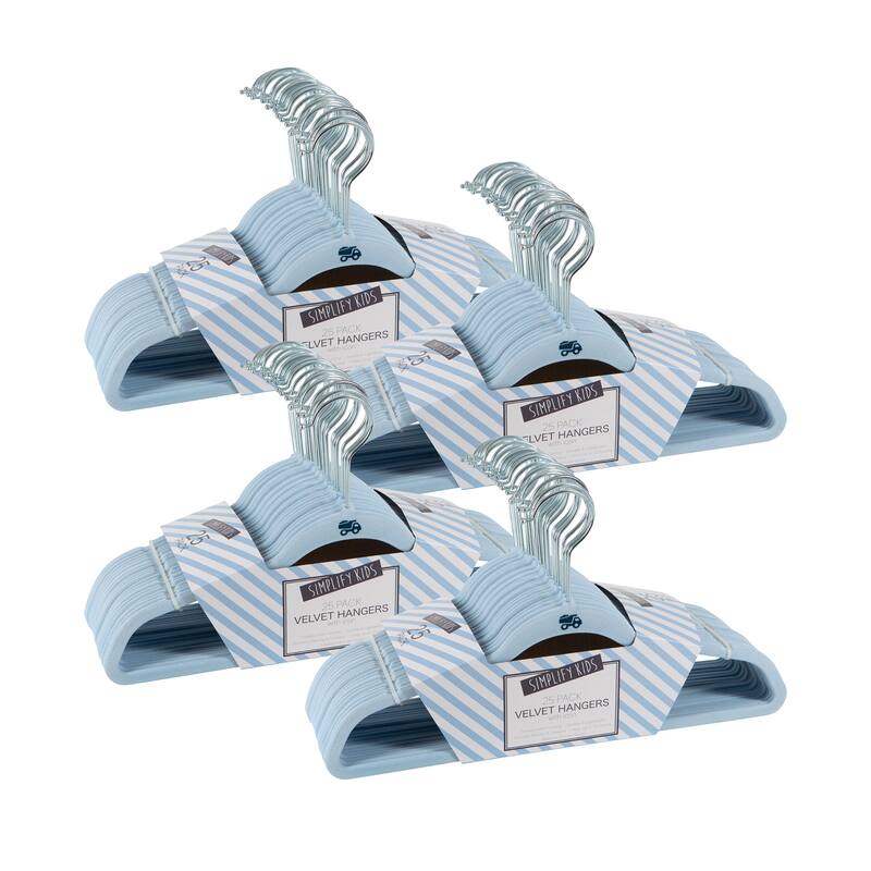 Simplify Kids Velvet Hangers - Blue - 100 Pack