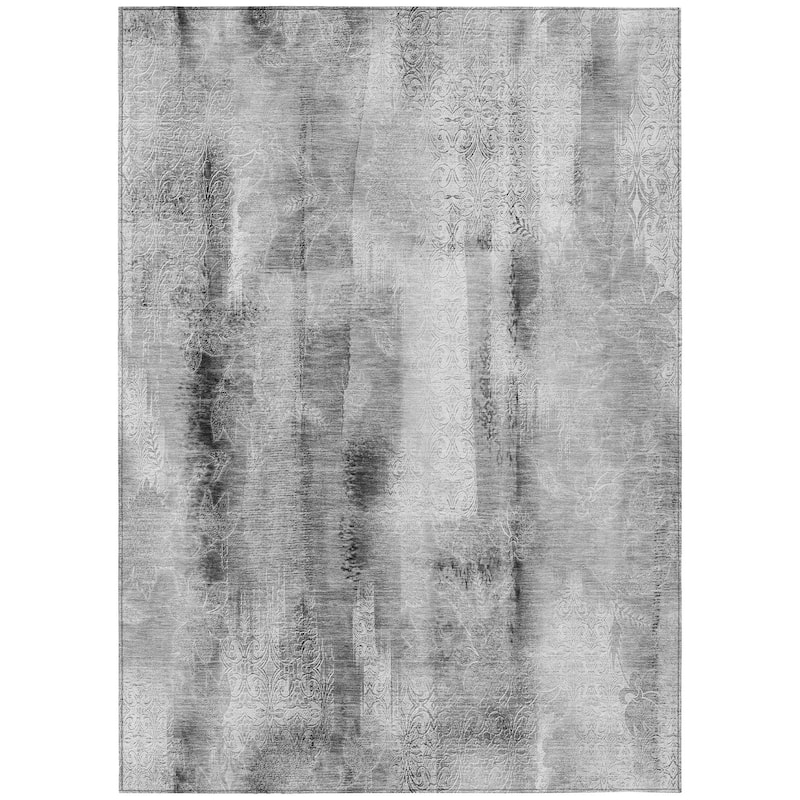 Machine Washable Indoor/ Outdoor Modern Imprints Chantille Rug