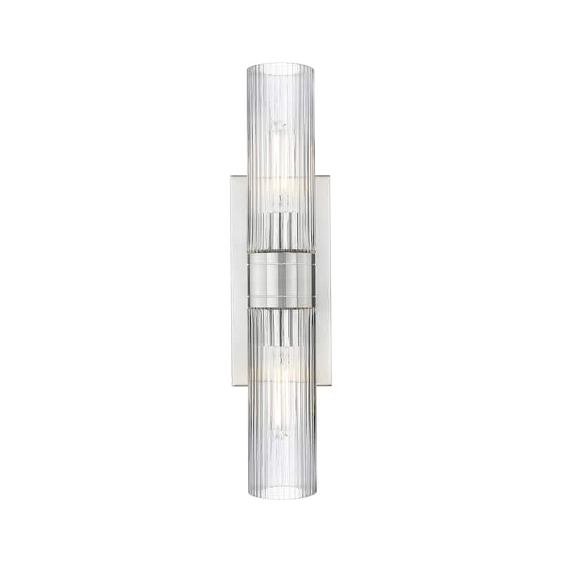 Innovations Lighting Ballston Urban - 2 Light 8" Wall-Mounted Bath Vanity Light - Striped Clear/Satin Nickel