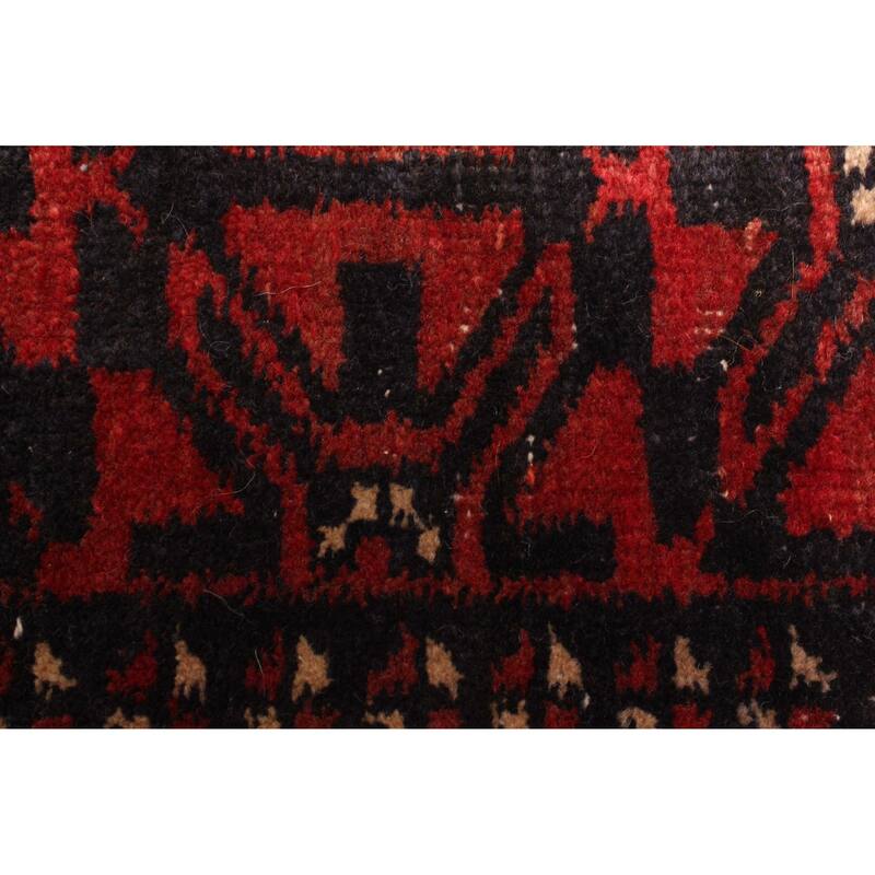 ECARPETGALLERY Hand-knotted Baluch Dark Red Wool Rug - 3'3 x 6'10