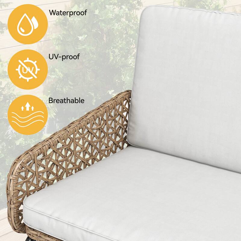 40" Patio Loveseat Wicker Outdoor Furniture - 23.6"D x 39.4"W x 33.1"H