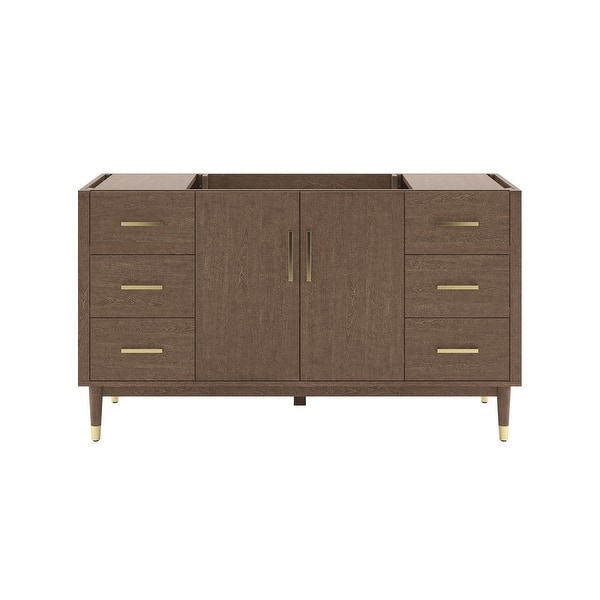 slide 2 of 12, Fresca FCB4460 Sawyer 60" Single Free Standing Vanity Cabinet Only Mocha Birch