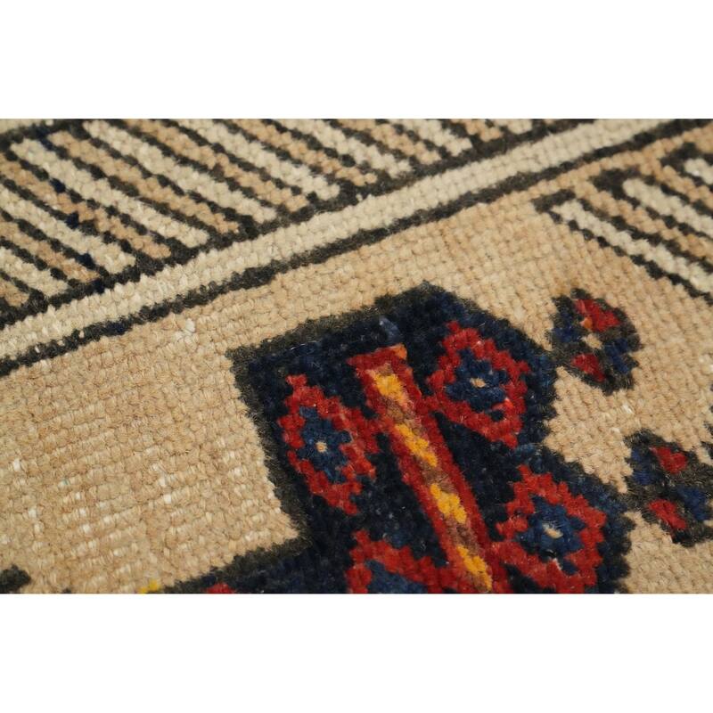Hand Knotted Oriental 100% Wool Carpet Traditional Tribal Beige & Ivories Ardebil Runner Rug - 11' 11'' X 3' 3''