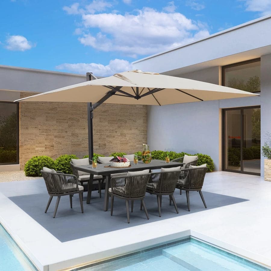 PURPLE LEAF Sturdy Heavy-duty Patio Cantilever Offset Umbrella 360-degree Rotation with Base