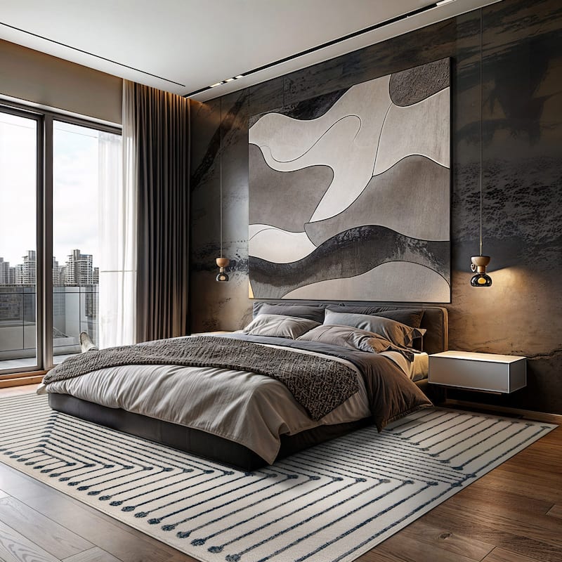 Modern Geometric Durable Area Rug, Pet Friendly for Any Room