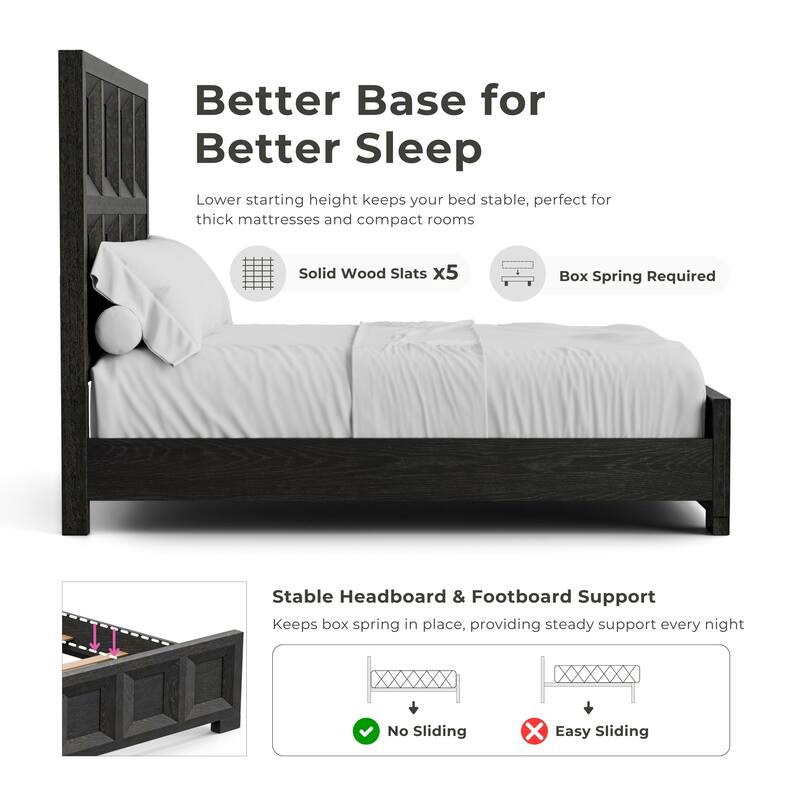 Furniture of America Durem Modern Classic 6-Piece Solid Wood Panel Bedroom Set with 3-Drawer Nightstand