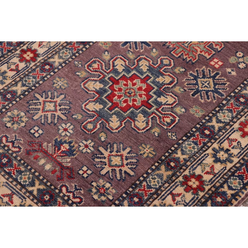 Rustic Kazak Chaim Gray/Beige Wool Runner - 2'10'' x 8'0''