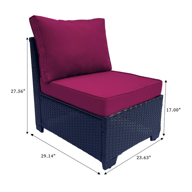 7 Piece Patio Furniture Set, Outdoor PE Rattan Wicker Sectional Sofa Set with 2 Sofa Chairs and Tempered Glass Table