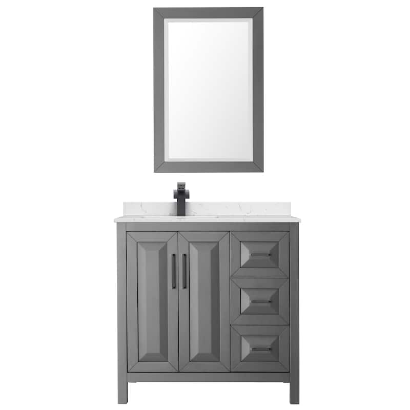 Daria 36-inch Single Vanity, Cultured Marble Top, 24-inch Mirror