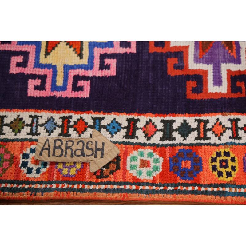 Navy Blue Anatolian Oriental Vintage Runner Rug Handmade Wool Carpet - 2'10"x 12'0"