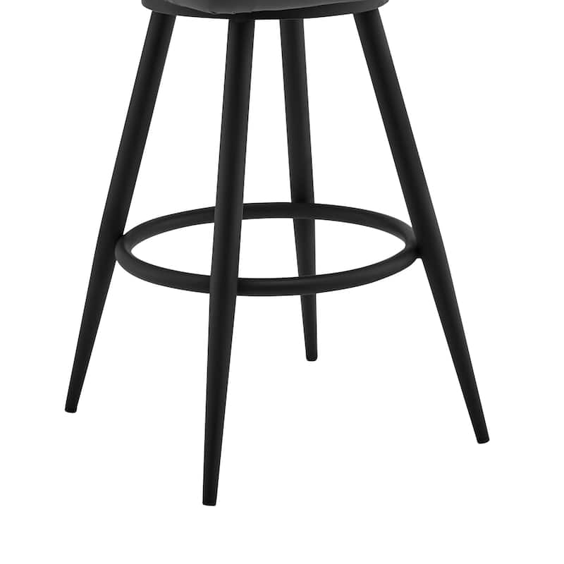 Maxen 26" Grey Faux Leather and Stainless Steel Swivel Counter Stool