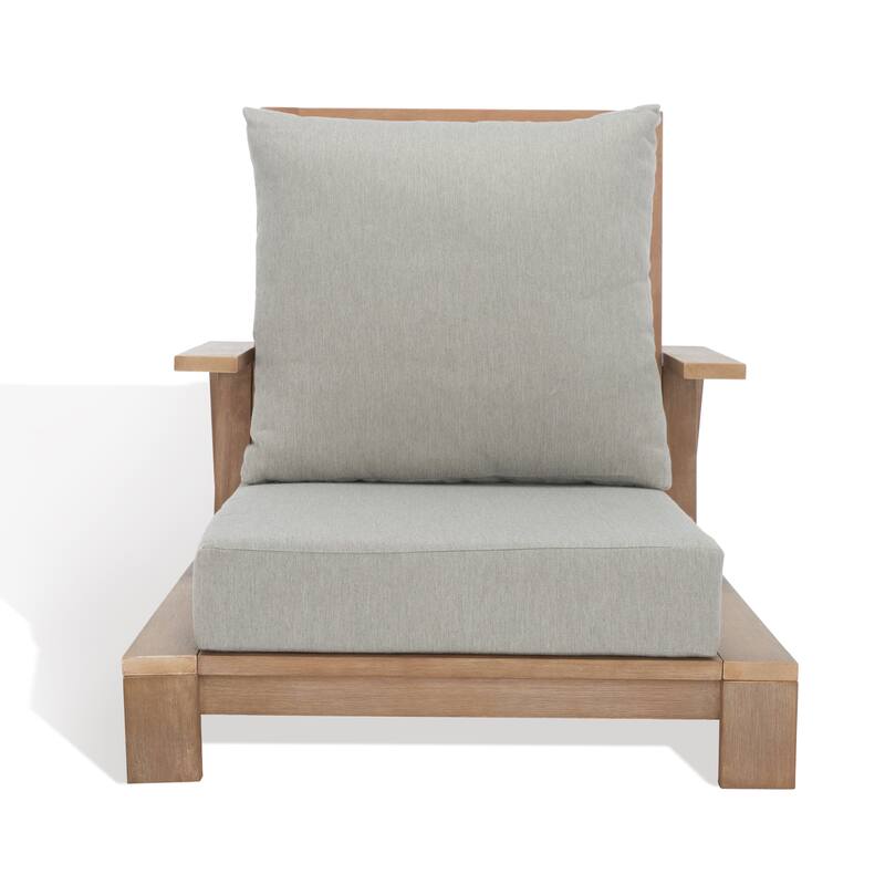 SAFAVIEH Couture Macy Wood Patio Chair - 36 In W x 42.5 In D x 30 In H - 36W x 43D x 30H