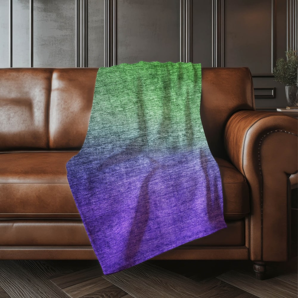 Premium Machine Washable Modern Ombre Sherpa Throw Blanket