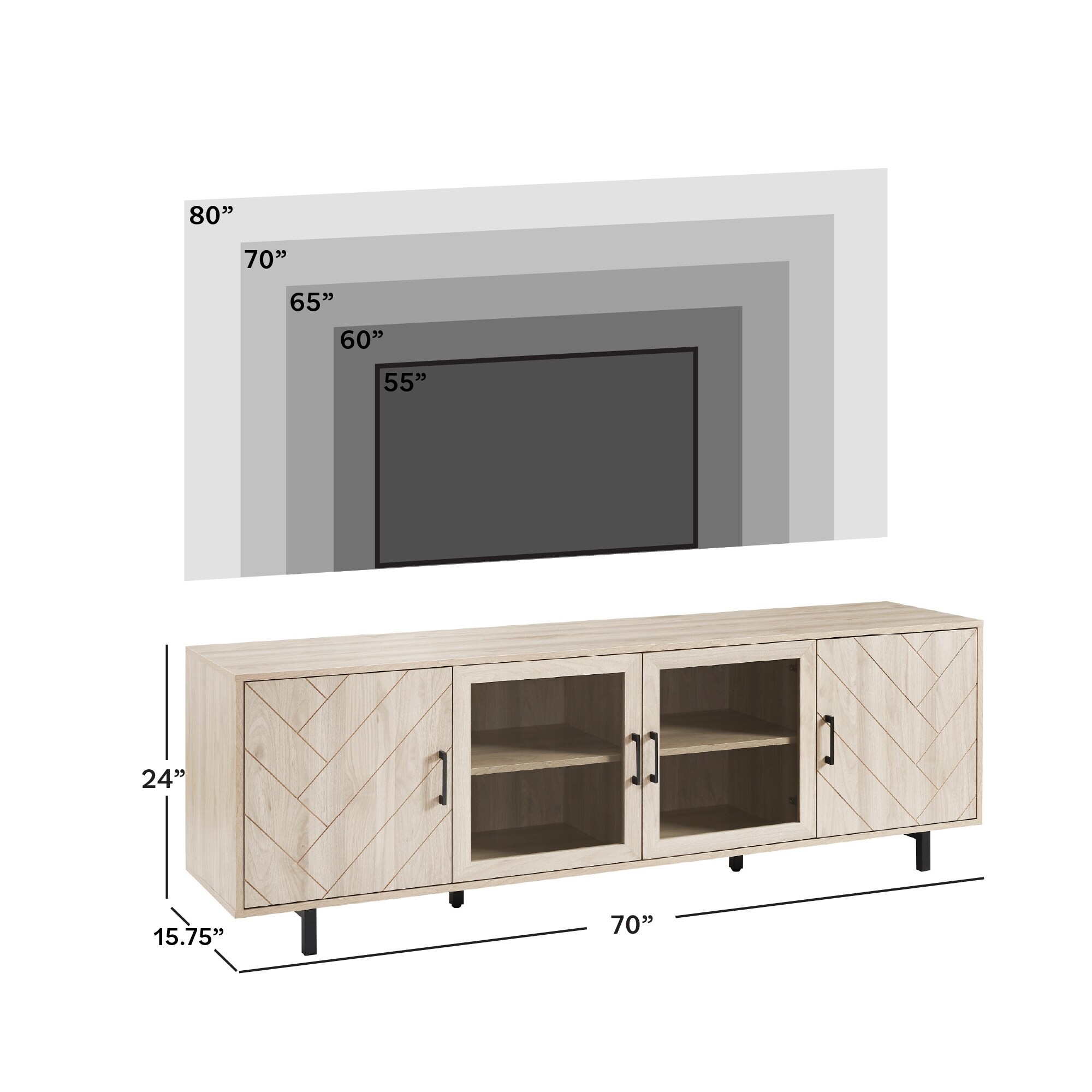 Walker Edison 70-Inch 4-Door Herringbone TV Stand - Overstock