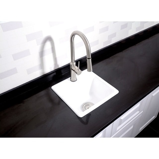 Kingston Brass Towne 15-Inch Cast Iron Self-Rimming 1-Hole Single Bowl Drop-In Kitchen Sink in White
