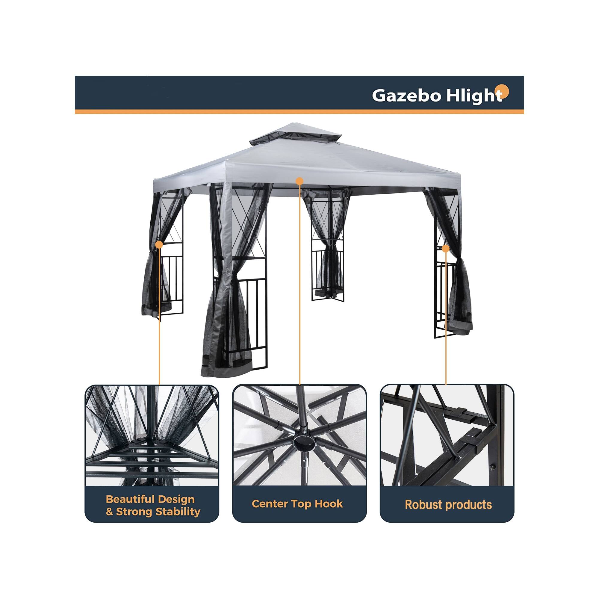 Patio Gazebo with Mosquito Net and Corner Shelves Bed Bath & Beyond