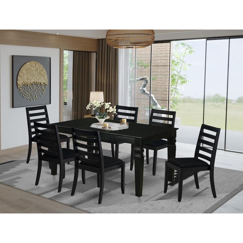 East West Furniture Dining Set Includes a Rectangular Table and Stackable Kitchen Chairs, Black (Pieces & Seat Type Options) - WEX17-BLK-24