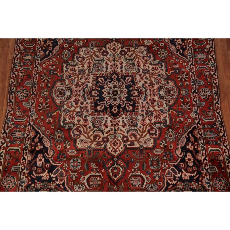 Medallion Bakhtiari Persian Vintage Rug Handmade Wool Carpet - 6'8" x 9'9"