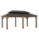 preview thumbnail 3 of 16, Sunjoy 12x20 ft. Wood Gazebo, Outdoor Patio Steel Hardtop Gazebo, Cedar Framed Wooden Gazebo with 2-tier Metal Roof