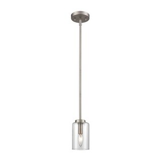 West End 1-Light Mini Pendant in Brushed Nickel with Clear Glass