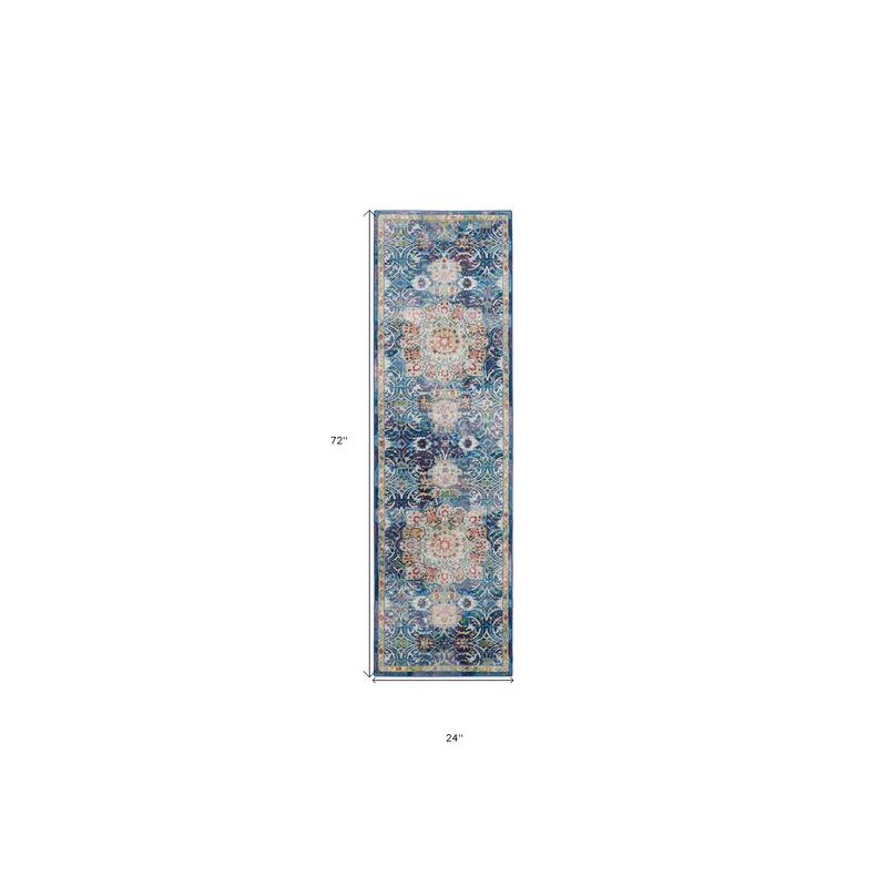 Hixem Power Loomed Distressed Abstract Floral Traditional Non Skid Area Rug By HomeRoots - 72' X '24' X '0.5