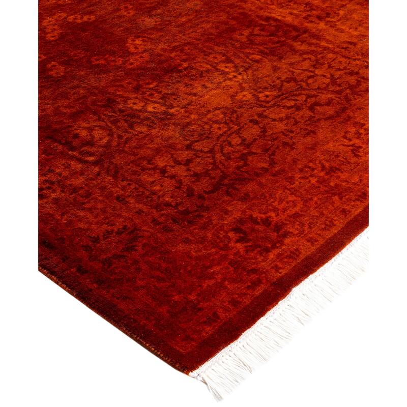 Overdyed One-of-a-Kind Hand-Knotted Area Rug - Orange - 2' 7" x 10' 1"