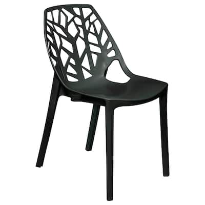 Stackable Dining Chair in Polypropylene Modern Cut-out Design Backrest Accent Side Chair