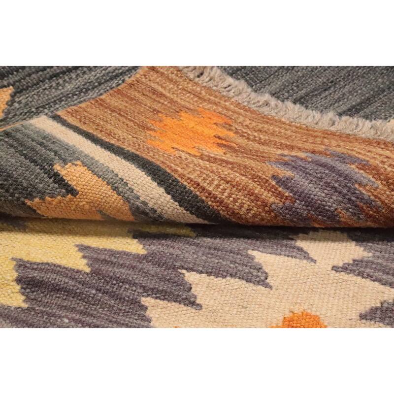 Hand Woven Oriental 100% Wool Carpet Southwestern Tribal Purples Kilim Area Rug - 4' 10'' X 3' 2''