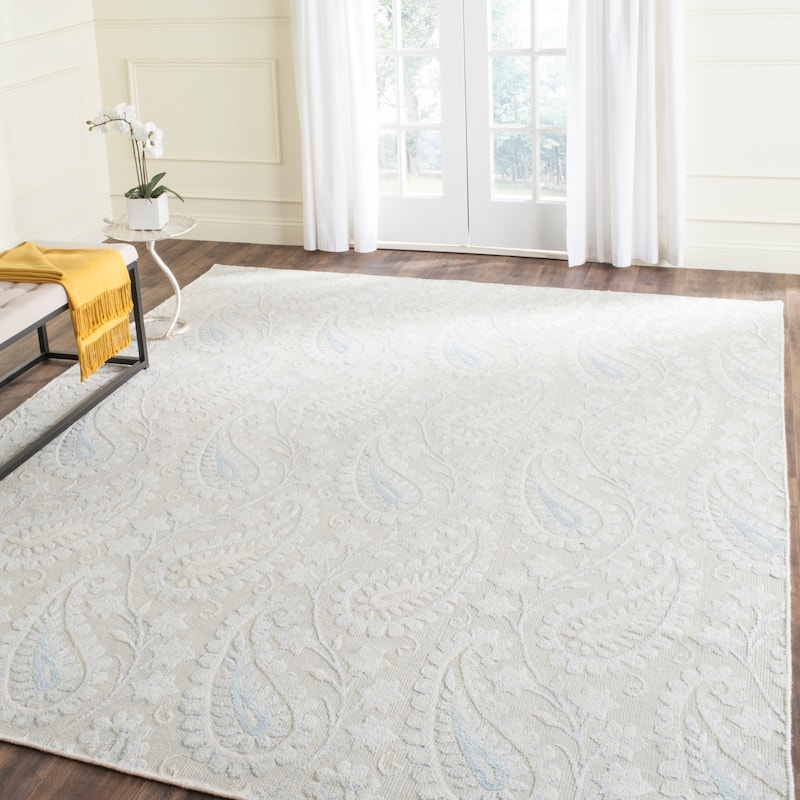 SAFAVIEH Handmade Mirage Susie Paisley Modern Abstract Viscose Rug - 8' x 10' - Light Blue - Rectangle