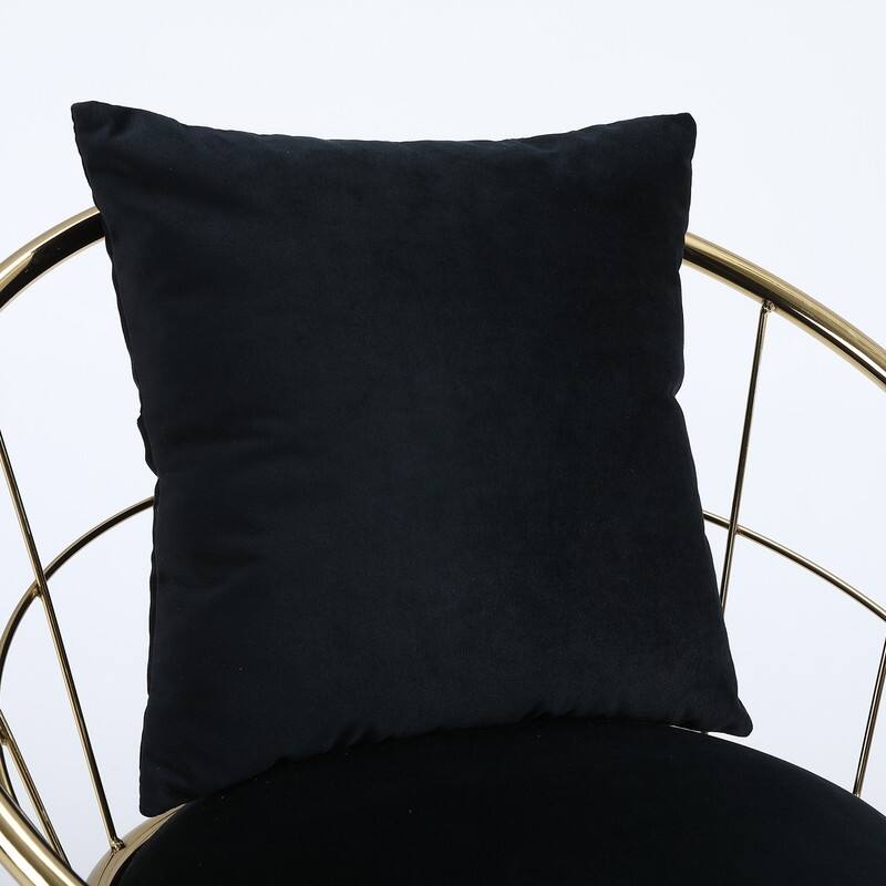 Adjustable Swivel Bar Stools with Gold Plated Frame (Set of 2) - Black