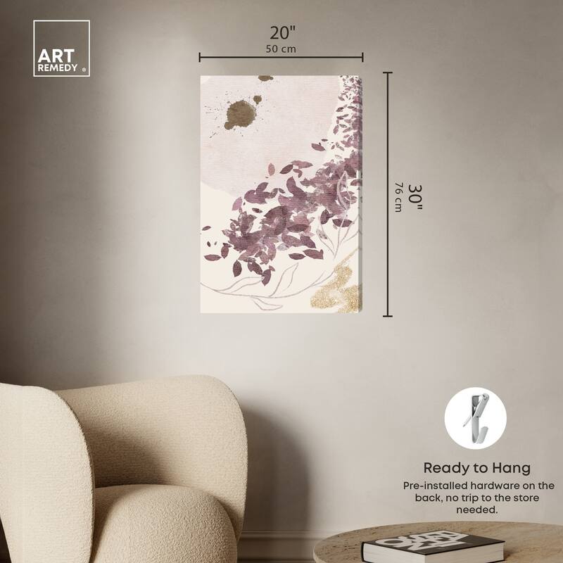 Art Remedy Golden Vineyards Gallery Wrapped Boho Abstract 1 Piece Canvas Wall Art