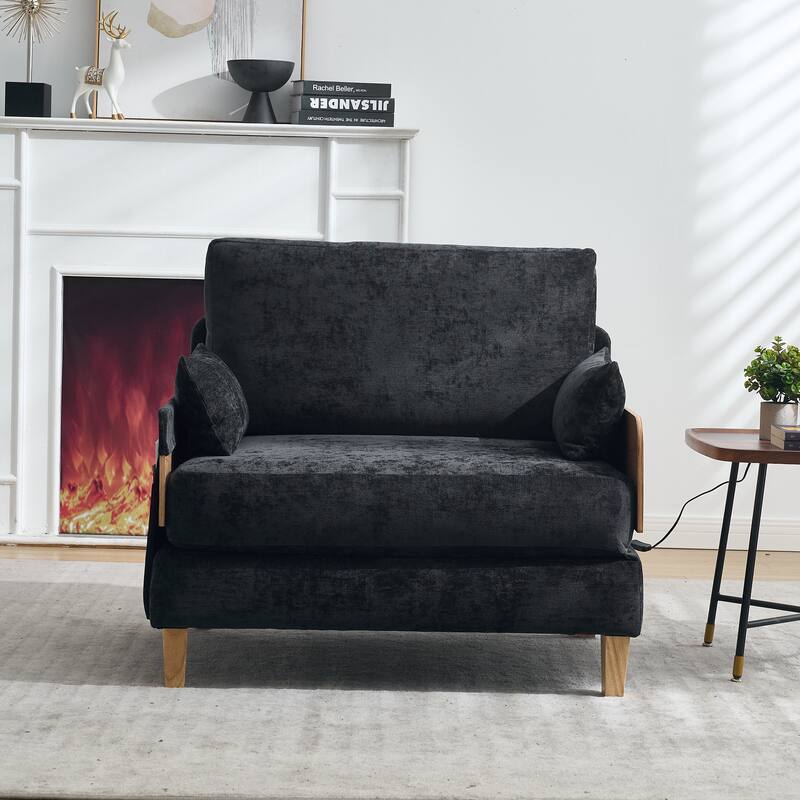 3-in-1 Convertible Chenille Sleeper Sofa, Foldable Sofa Bed with Three Pillows