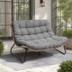 preview thumbnail 24 of 32, All-Weather PE Rattan Double Papasan Chair Loveseat with Soft Cushion for Indoor Outdoor
