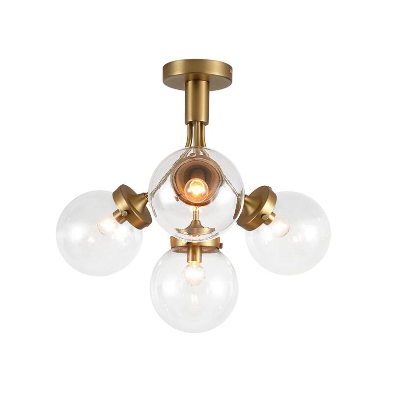 Modern 4-Light Glass Bubble Sputnik Semi Flush Ceiling Light