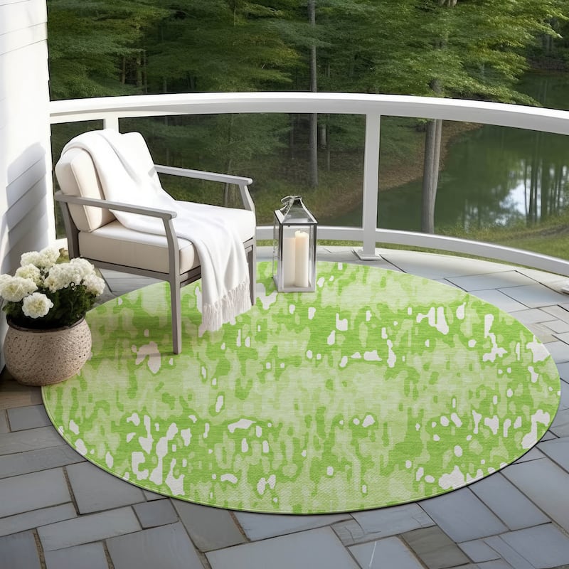 Machine Washable Indoor/ Outdoor Modern Watercolor Chantille Rug