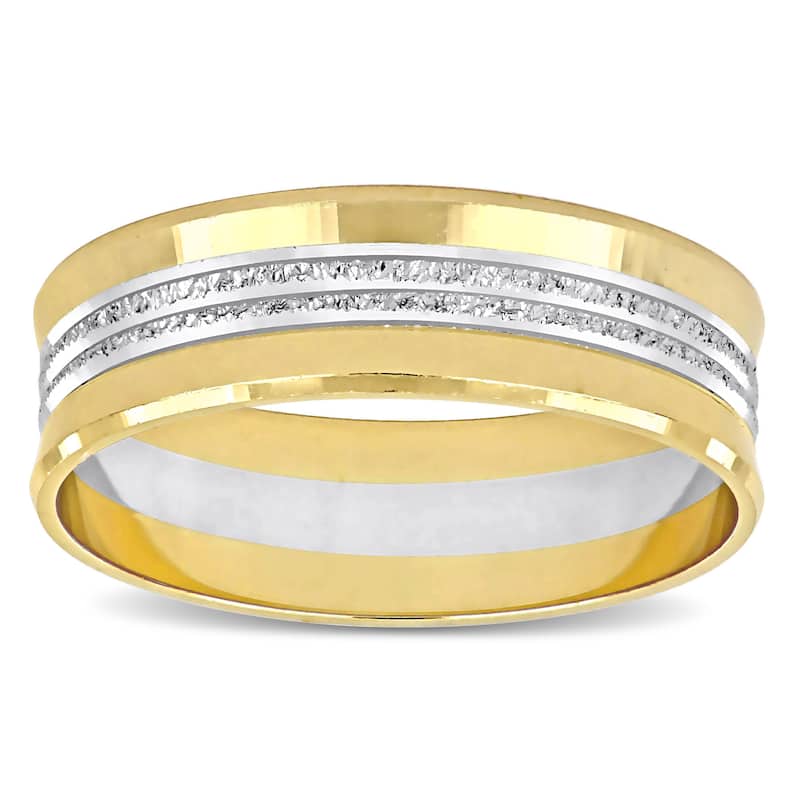 Miadora 6mm Center Motif Wedding Band in 14k Two-Tone Yellow and White Gold