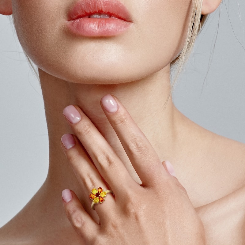 Miadora Multi-Gem Floral Ring Sterling Silver