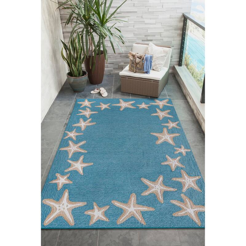 Liora Manne Capri Starfish Border Indoor/Outdoor Area Rug