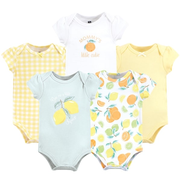 slide 1 of 1, Hudson Baby Infant Girl Cotton Bodysuits, Citrus Mint 0-3 Months - Citrus Mint