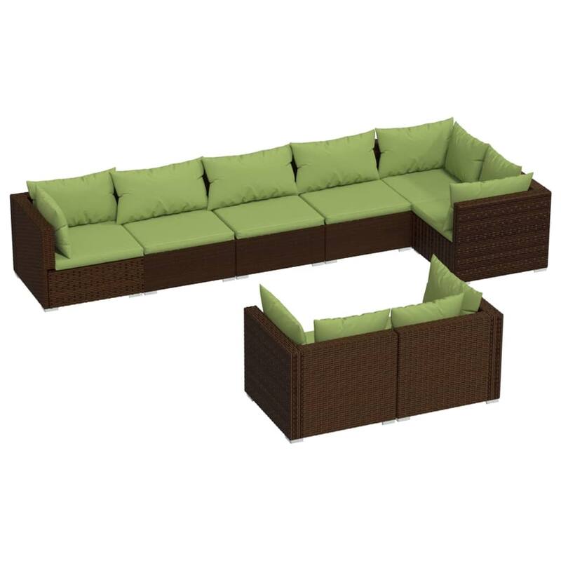 vidaXL Patio Lounge Set Outdoor Sectional Sofa Set Table Garden Poly Rattan - 27.6" x 27.6" x 23.8"