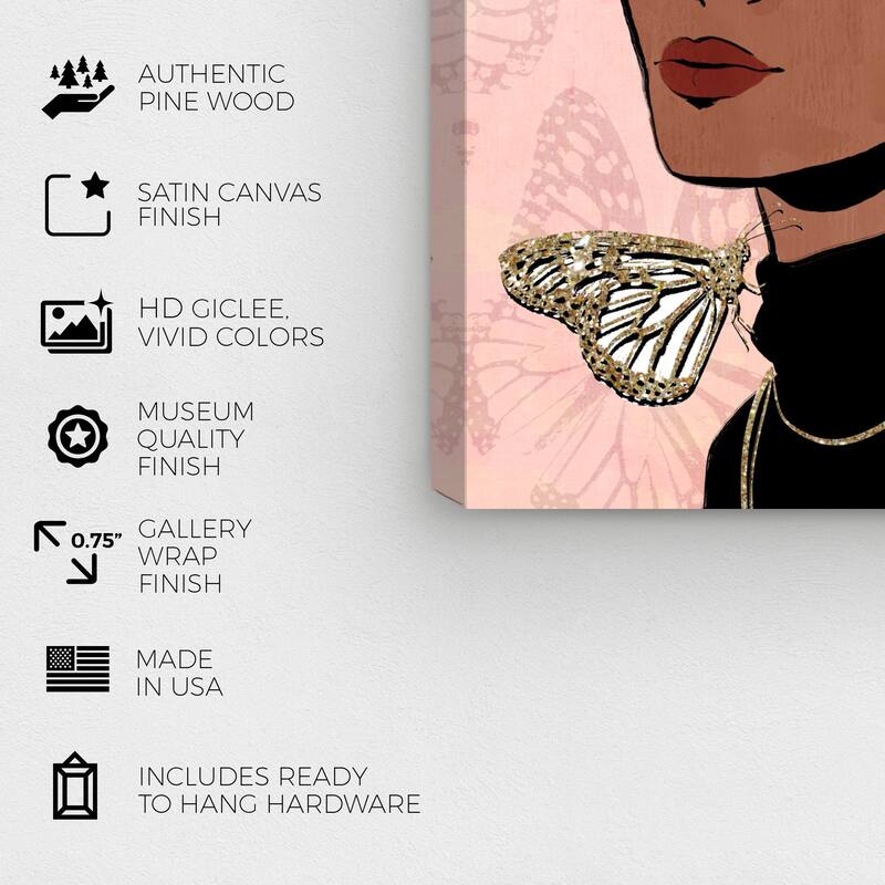 Wynwood Studio Canvas Fashion and Glam Fluttering Beauty Pink and Pastel Pink Glam Wall Art Canvas Print