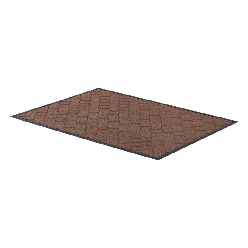 Brown Carpet Front Door Mat with Printed Pattern, Non-Slip Backing and Durable Surface - 47 x 35 x 0.28 in